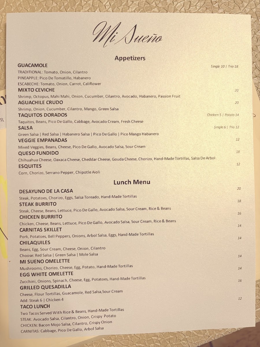 Menu Mi Sueño Upscale Mexican Cuisine & Cocktails-6