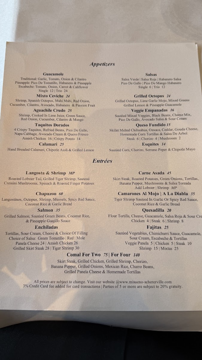 Menu Mi Sueño Upscale Mexican Cuisine & Cocktails-8