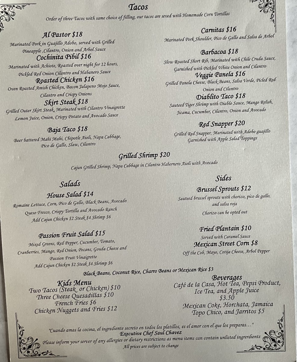 Menu Mi Sueño Upscale Mexican Cuisine & Cocktails-9